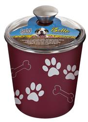 Loving Pets Treat Canister Paw Print & Bone Merlot 1ea
