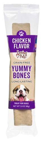 Loving Pets Yummy Bone Chicken Flavor Filled Dog Treat Wrapped 2.8 oz (Sold in Case Of 15)