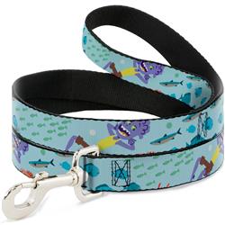 Dog Leash - Luca Isola del Mar Alberto Sea Monster School of Fish Collage