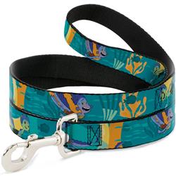 Dog Leash - Luca and Alberto Sea Monsters Swimming Poses Turquoise Blues