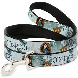 Dog Leash - Brave Merida Castle and Three Bear Brothers Pose with Script Greens