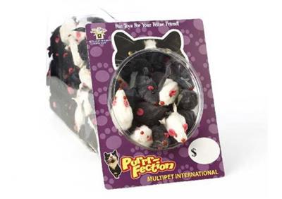 Multipet Fur Mice (Assorted Colors) 1.25inch ea. - 165 pc.