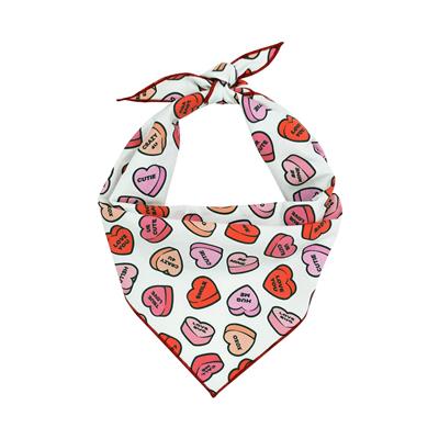 Valentine Bandana | Valentines Day Bandana | Conversation Hearts Valentine Dog Red Bandana