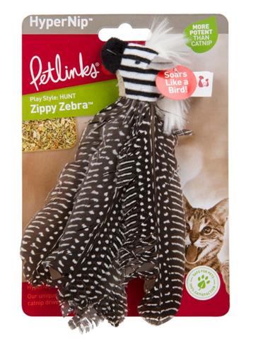 Petlinks Safari HappyNip Zippy Zebra Feathers Catnip Toy Black, White 1ea/Medium