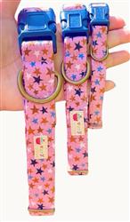 Circus – Multicolor Star Dog Collar | Handmade Organic Cotton Collar | Adjustable Dog Collar | Celebration Dog Collars & Matching Leashes