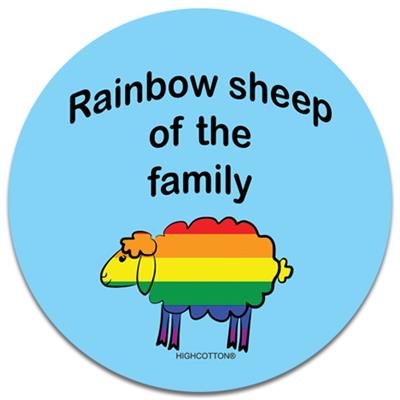 Rainbow Sheep of the Family - 4" ROUND Magnets