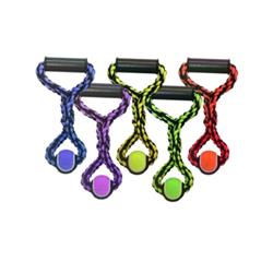 Multipet Nuts For Knots Rope Tug Dog Toy With Tennis Ball Assorted 14In Sm