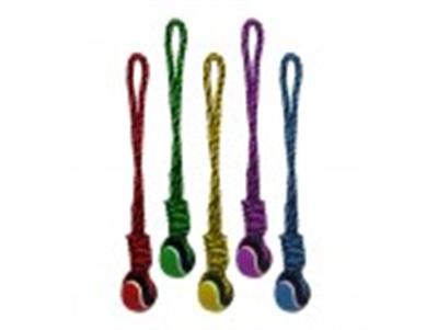 Multipet Nuts For Knots 20In Rope Tug Dog Toy With Tennis Ball Assorted 20In Lg