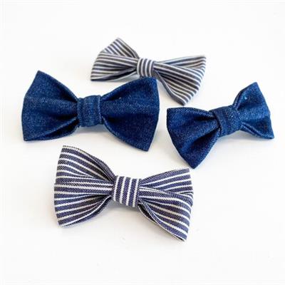 Railroad Denim Dog Collar Bow Tie (Solid and Striped)