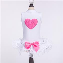 Lacey Puff Heart Dress: Hot Pink