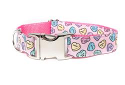 PINK CONVERSATION HEARTS - DOG COLLAR