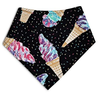Handmade Dog Bandana – Black with Ice Cream Cones & Sprinkles | Summer & Birthday Fun