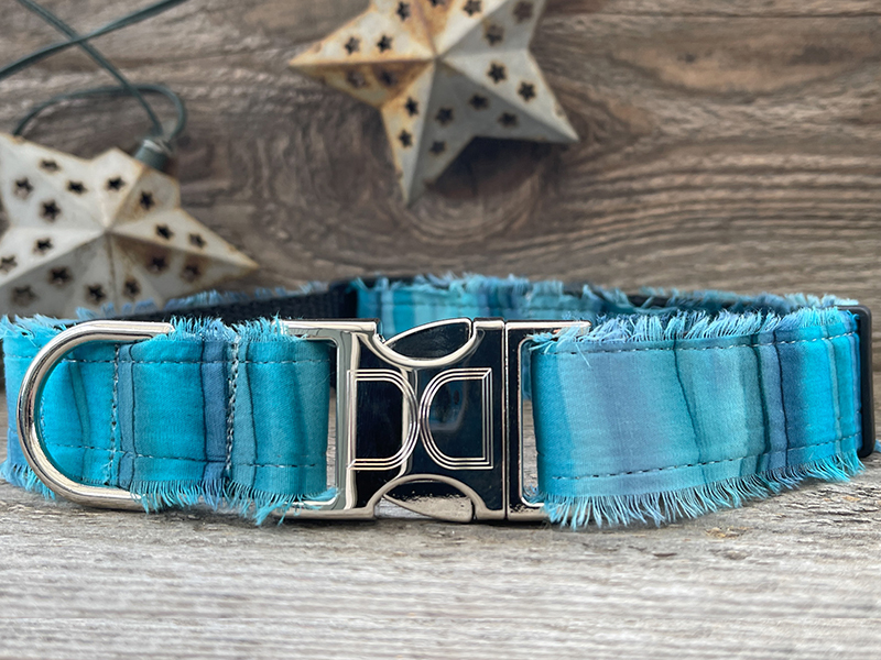 Breakwater Blue Dog Collar Yellow Gold Buckle