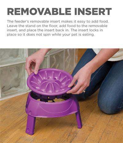 Outward Hound 3in1 UP Feeder - Adjustable Elevated Slow Feeder Dog Bowl, Purple