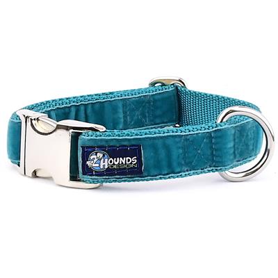 Teal Swiss Velvet Essential Collars with Optional Leash