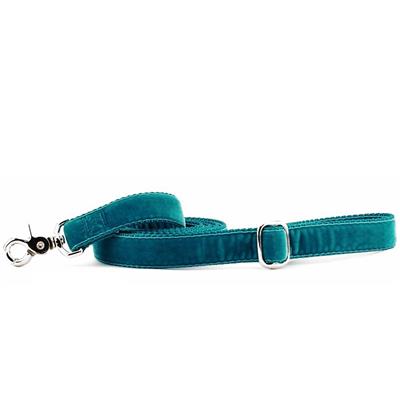 Teal Swiss Velvet Essential Collars with Optional Leash
