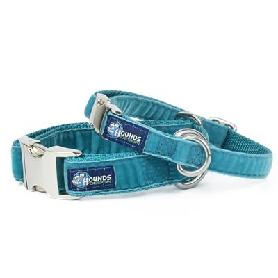 Teal Swiss Velvet Essential Collars with Optional Leash