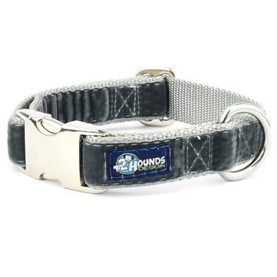 Smoke Gray Velvet Essential Collars with Optional Leash