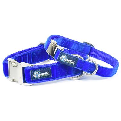 Royal Blue Velvet Essential Collars with Optional Leash