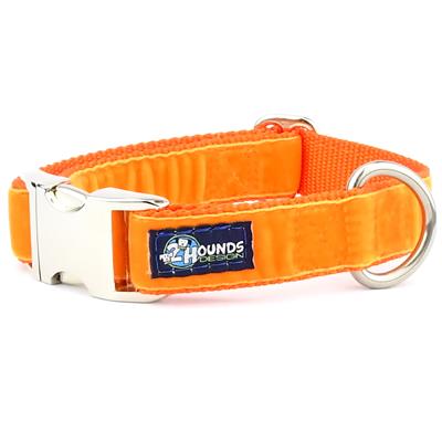 Orange Velvet Essential Collars with Optional Leash (1" Only)