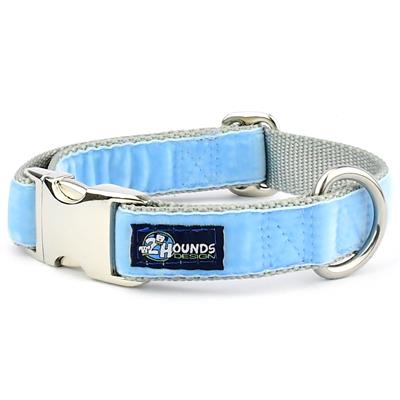 Light Blue Velvet Essential Collars with Optional Leash