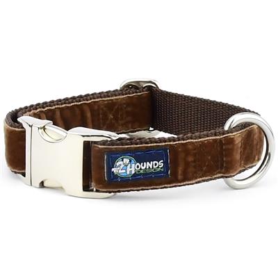 Brown Velvet Essential Collars with Optional Leash