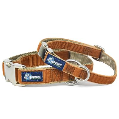 Antique Gold Velvet Essential Collars with Optional Leash