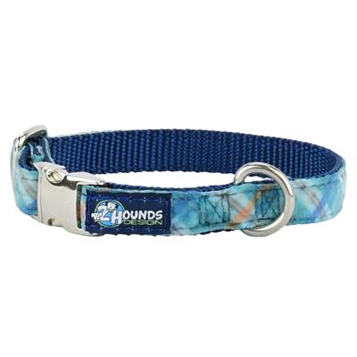 Blue Plaid Swiss Velvet Essential Collars with Optional Leash