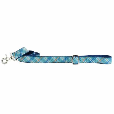 Blue Plaid Swiss Velvet Essential Collars with Optional Leash