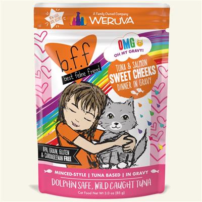 BFF Cat Omg Tuna & Salmon Sweet Cheeks Dinner in Gravy 3oz. (Case Of 12)
