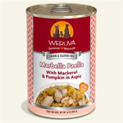 Weruva Dog Marbella Paella with Mackerel & Pumpkin in Aspic 14oz. Case Of 12