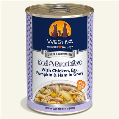 Weruva Dog Bed & Breakfast with Chicken, Egg, Pumpkin & Ham in Gravy 14oz. Case Of 12