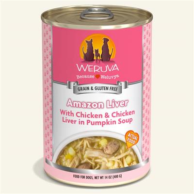 Weruva Dog Amazon Liver with Chicken & Chicken Liver in Pumpkin Soup 14oz. Case Of 12