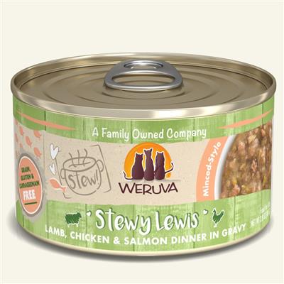Weruva Cat Stewy Lewis Lamb, Chicken & Salmon Dinner in Gravy 2.8oz (Case Of 12)