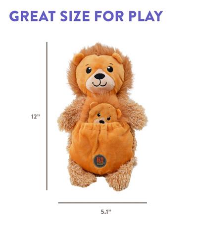 Charming Pet Pouch Pals Lion Plush Treat-Stuffer Dog Toy