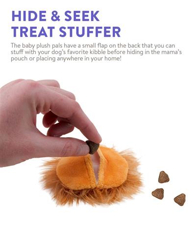 Charming Pet Pouch Pals Lion Plush Treat-Stuffer Dog Toy