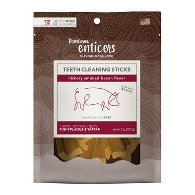 Tropiclean Enticers Teeth Cleaning Sticks For Dogs Hickory Smoked Bacon; 1Ea-12 Ct