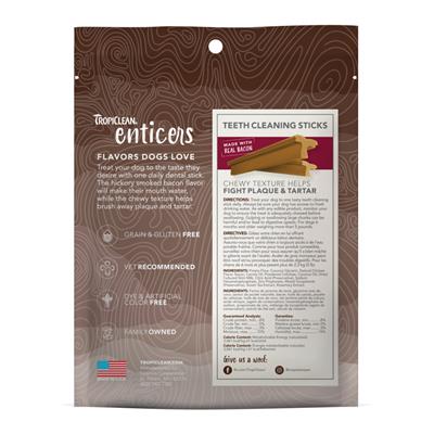 Tropiclean Enticers Teeth Cleaning Sticks For Dogs Hickory Smoked Bacon; 1Ea-12 Ct