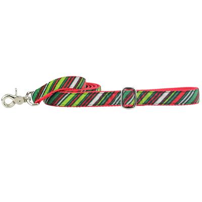 Christmas Stripes Swiss Velvet Satin Lined Collars & Leads with Optional Leash