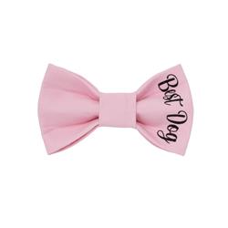 "The Julie" Wedding Bow Tie | Pink with Best Dog Design | Bride, Groom, Best Dog