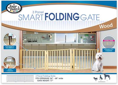 Four Paws Expandable Dog Gate; Wood Gate For Dogs; 3Panel 1Ea-2468 In W X 17 In H