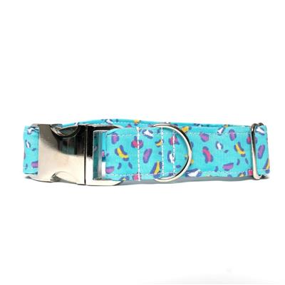 TEAL ANIMAL PRINT - DOG COLLAR