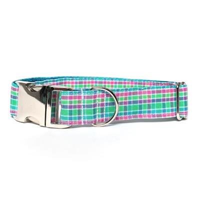 GREEN AND PURPLE PLAID - DOG COLLAR