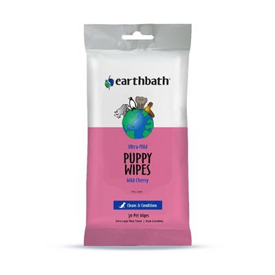 Earthbath Ultramild Puppy Wipes; Wild Cherry 30 Count