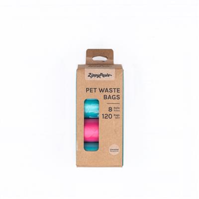 Zippypaws Pick Up Bags Pink-Green Roll 1Ea-120 Ct