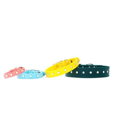 Studded Waterproof Dog Collar Belt Buckle Clear Gems - Coco