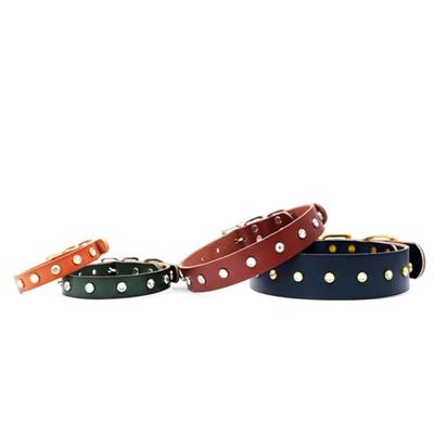 Studded Leather Dog Collar Belt Buckle Clear Gems - Coco