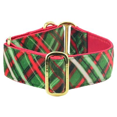 Christmas Plaid Green Satin Lined Collars & Leads with Optional Leash