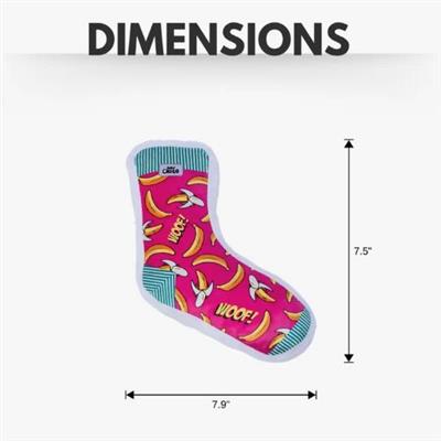 Whimsy Wonders Squeaky Sock Plush Dog Toys - Banana Woof