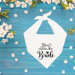 Wedding, Wedding Bandana | Here Comes the Bride | Dog Wedding | White, Cream or Silver | Bride